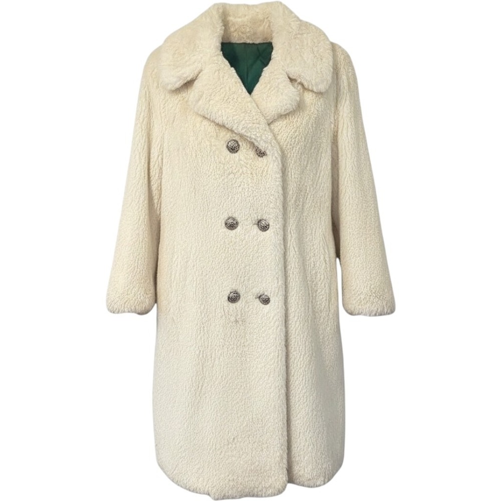 Vintage Faux Fur Coat Cream Lined size Medium